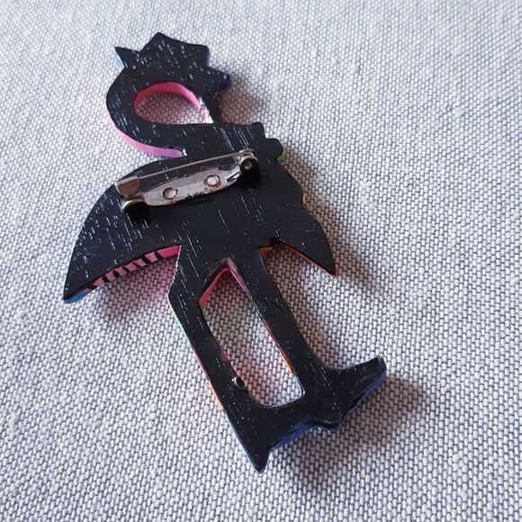 Unique Fancy Flamingo Handmade Brooch - Picture 3 of 4